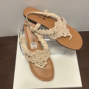 American Eagle Outfitters Tan Laser-Cut Sandals